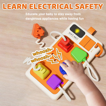 Montessori Early Educational Toys Sensory Plug Outlet for Toddlers Busy Board with Light & Sounds Airplane Car Travel Toys Gift