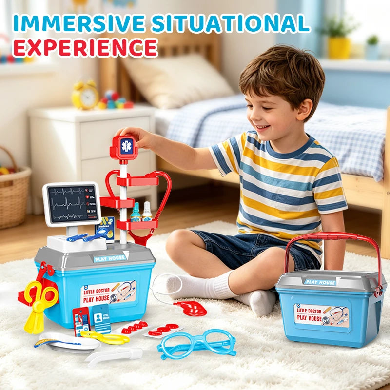 Kids Pretend Play Toy Set Simulation Doctor Kit Hamburger Ice Cream Dessert Career Role Play Toys Interactive Educational Toy