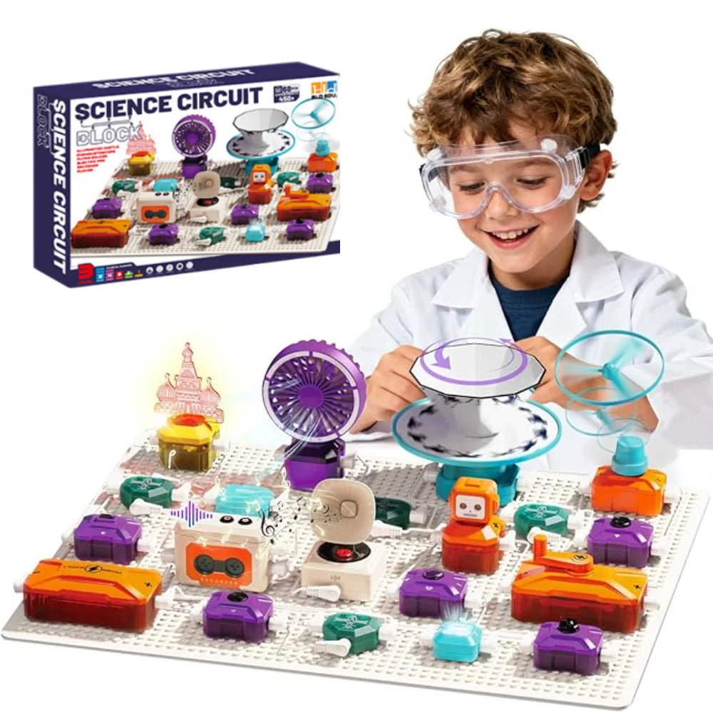 68PCS Kids Science Circuit Kit - 450+ STEM Projects! Rotational Imaging, Sound Recording & Playback,Electronics Exploration Toy