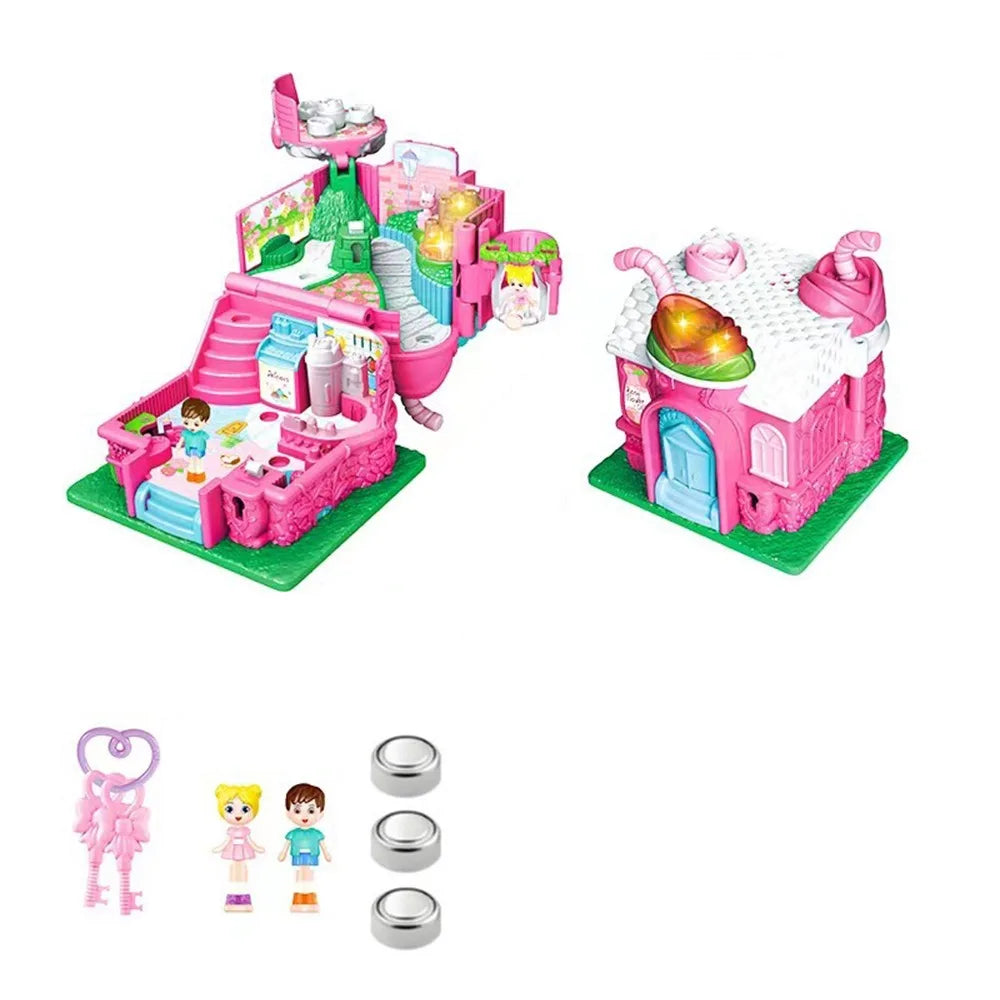 Creative Simulation Play House Toys Expandable 3D Doll Houses with Furniture Cosplay Interactive Simulated Princess Castle