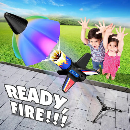 Kid Electric Rocket Launcher Toys Outdoor Model Rocket Kit Exploration Skyrocket With Parachute Game for Boy Girl