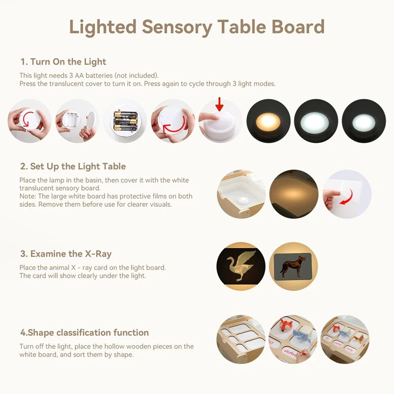 Montessori Children's Optical Wooden Sensory Table Used for Sensory Board Games Number and Letter Spelling Toys Gift