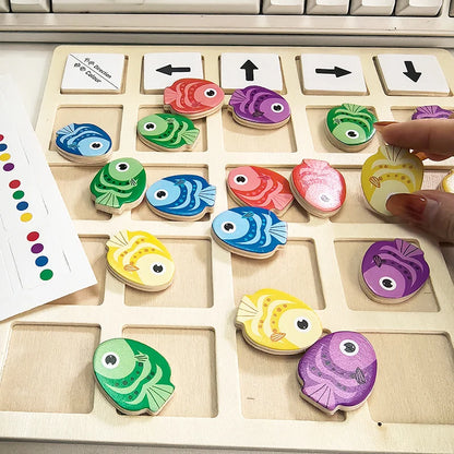Montessori Wooden Toys Children Logical Thinking Training Direction Color Cognition Educational Battle Battle Board Game Gifts