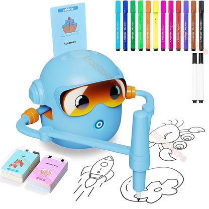 New Kids Drawing Robot Interactive Educational Auto Drawing Robot with 100 Cards for Boys Girls Preschool Learning