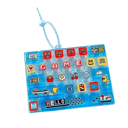 Creative 26-Keycap Keychain Cartoon Pattern Portable Design Fidget Gadget Hand-play Pendant Pixel Button Sensory Charm Commute