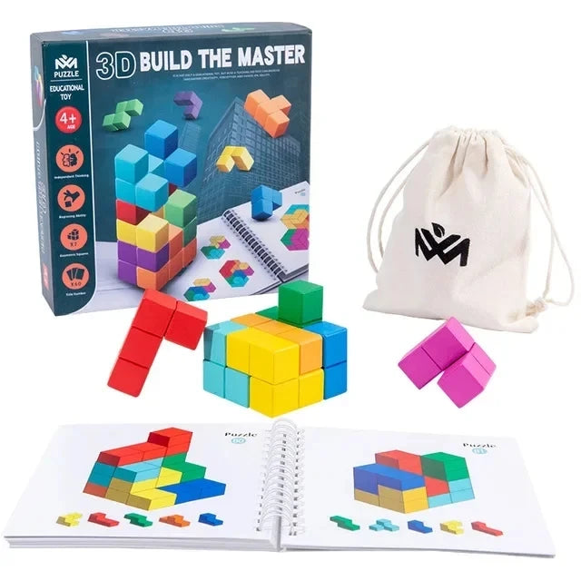 New Kids Wooden Toys 3D Puzzle Logic Game 3D Spatial Thinking DIY Table Game Puzzles Cube Edcuational Toys for Children Gift