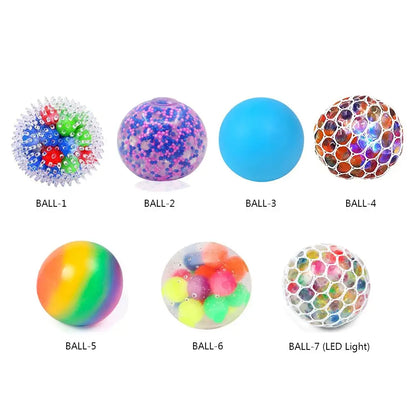 Creative Stress Relief Balls Colorful Squeeze Ball Water Bead Decompression Fidget Toy for Kids Adults Anxiety Autism ADHD