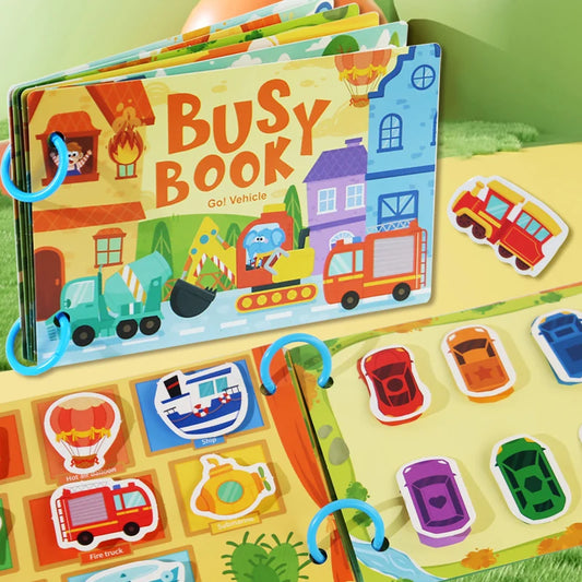 Montessori Quiet Book for Kids - Puzzle Word Recognition Early Education Enlightenment Stickers Toy Book for Children's Learning