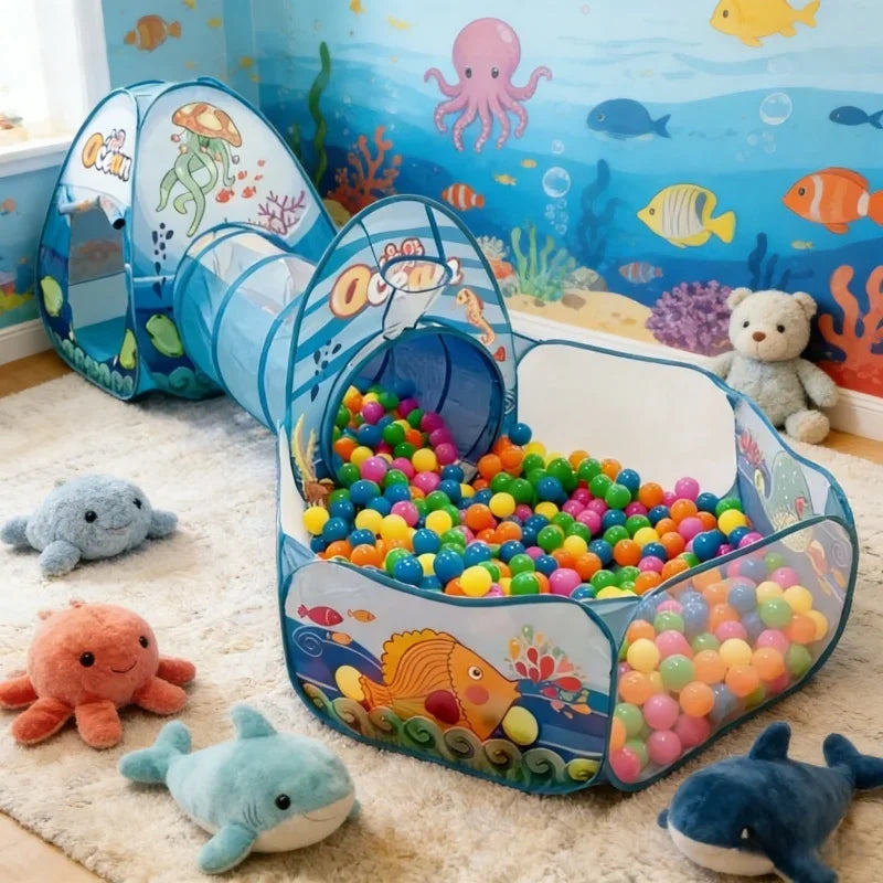 Portable 3 In 1 Kids Play Set Tent Ball Pit Crawling Tunnel Ball Pool Playpen Yard Room Indoor Playground Gift Toy For Children