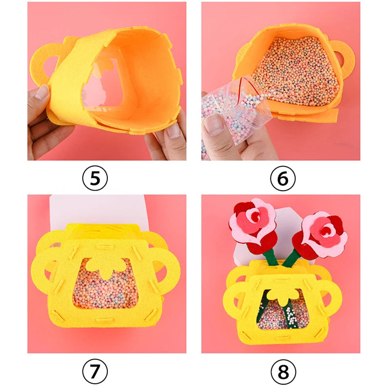 DIY Flower Toys Montessori Arts Crafts Non-weaving Handicrafts Flowerpot Toys for Kid Gift Early Preschool Educational Gift