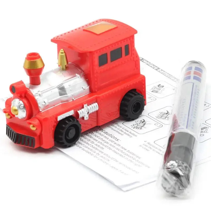 New Kids Creative Mini Toy Magic Pen Electric Induction Racing Train School Bus Fire Engine Model Traction Track Car Boy Gift