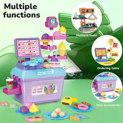 Kids Pretend Play Toy Set Simulation Doctor Kit Hamburger Ice Cream Dessert Career Role Play Toys Interactive Educational Toy