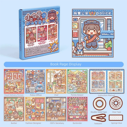 Creative Multicolor Occupation Quiet Book 2.5D 8 Kind Scene Miniature Scene Stickers Hands Training Paper Puzzle Sticker Toy