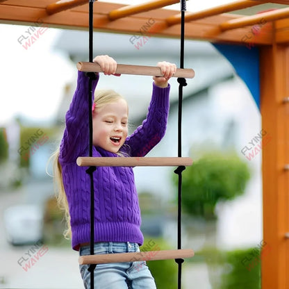 Children Climbing Rope Ladder Wooden Swing Kids Indoor Outdoor Tree Playground Recreation Play Game Bodybuilding Set
