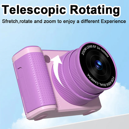 1080P Digital Camera for Kids Digital Video Camera 48MP 2.4 Inch Flip Screen 8X Zoom Telescopic Rotating Lens Gifts for Kids