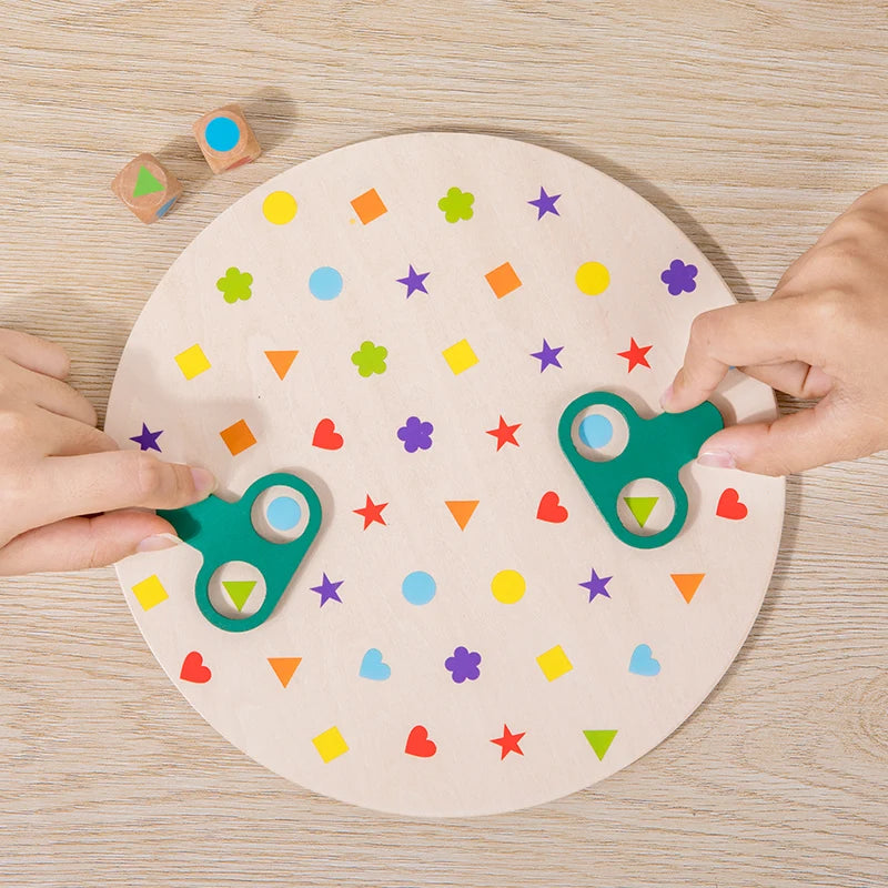 Montessori Matching Game Board Colors And Shapes Learning Puzzle Toy Concentration With Dice Interactive Educational Board Game
