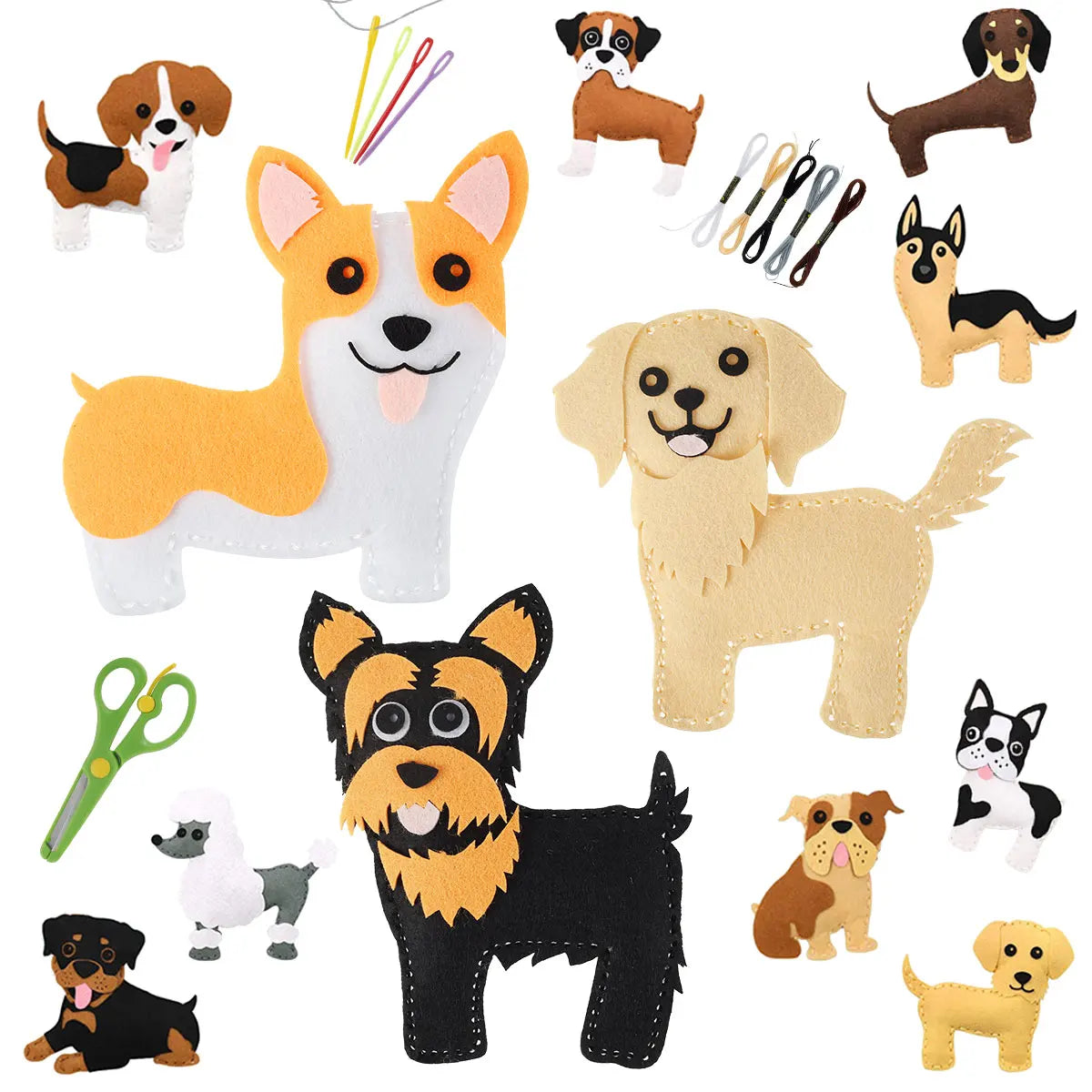 Kids Sewing Kit Woodland Animals Craft DIY Sewing Felt Plush Animals for Kids Beginners Educational Sewing Ornaments Art Toy Set