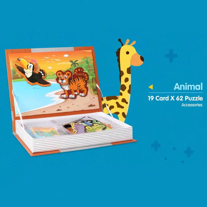 Kids Intelligent 3D Jigsaw Toys Magnetic Puzzle Book Brain Training Games Montessori Educational Toys for Xmas Toys Kids Gifts
