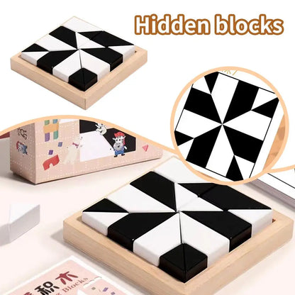 Montessori Geometric Shape Puzzles Building Blocks Wooden 3D Jigsaw Puzzle Kids Educational Logical Thinking Training Game Gifts