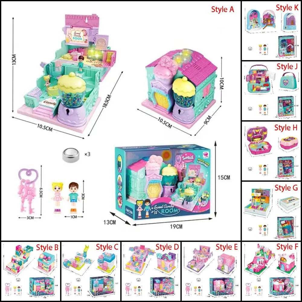Creative Simulation Play House Toys Expandable 3D Doll Houses with Furniture Cosplay Interactive Simulated Princess Castle