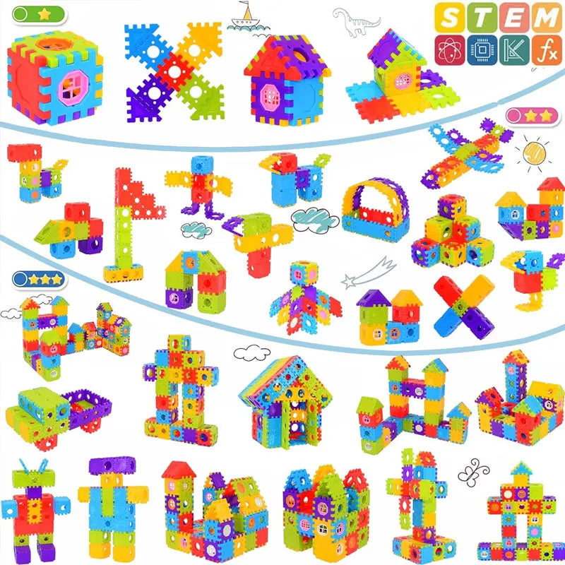 Kids House Building Blocks STEM Educational Toys Creative Construction Play Set for Children Interactive Parent-Child Activity