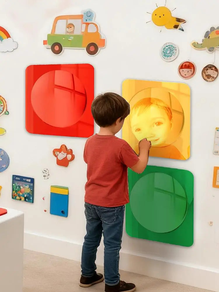 Kids Sensory Mirror 3-Piece Interactive Stimulation Toys Acrylic Bubble Mirror Sensory Toys for Feelings Exploration Tactile