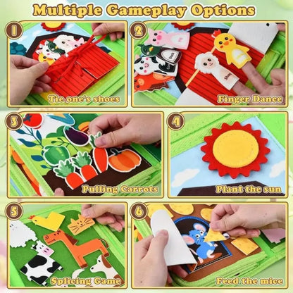 Farm Animal Story Montessori Toys Felt Life Skills Matching Early Education Felt Book Quiet Book Early Education