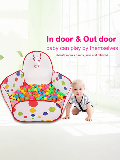 Children's Ocean Ball Pool with Basketball Hoop Play Tent Playhouse with Basketball Hoop for Boys Girls Kids (Excluding Ball)