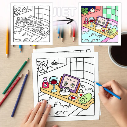 MY QUIET TIME Coloring Book 24Pages Playful Fantasy Adventures, Fun Stress - Relieving Coloring for Family Creativity at Home