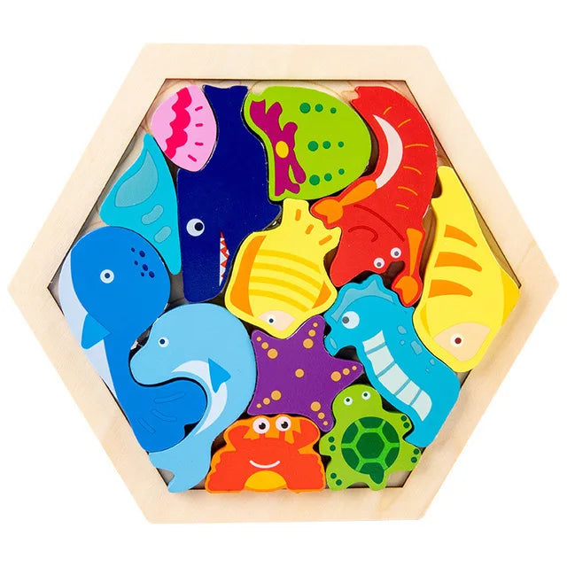 Kids Toy Wooden Jigsaw Puzzle Creative 3D Puzzle for Children's Intelligence Development Early Educational Toys for Children