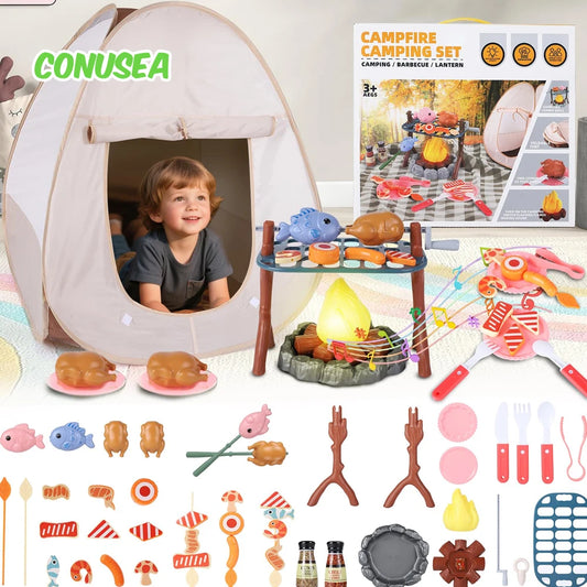Kids Camping Tent Set Baby Playground Miniature Foods Children's Tent House Indoor Outdoor Parent-Child Interactive Game Toys