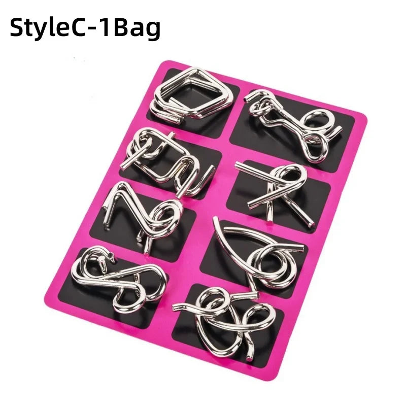 Montessori Series 8 Pcs Metal Educational Toys - Intelligence Interactive Game Unlock Widgets Kids Stress Relief Unique Toy