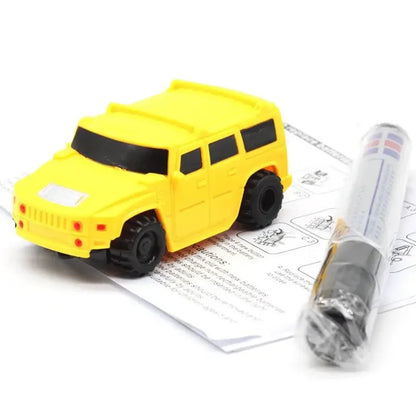 New Kids Creative Mini Toy Magic Pen Electric Induction Racing Train School Bus Fire Engine Model Traction Track Car Boy Gift