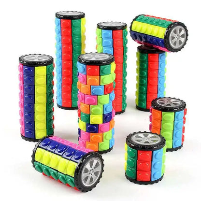 Creative Gifts Rotate and Slide Puzzle Cylinder Cube Brain Development Educational Sensory Toys for Kids Boys Girls Adults