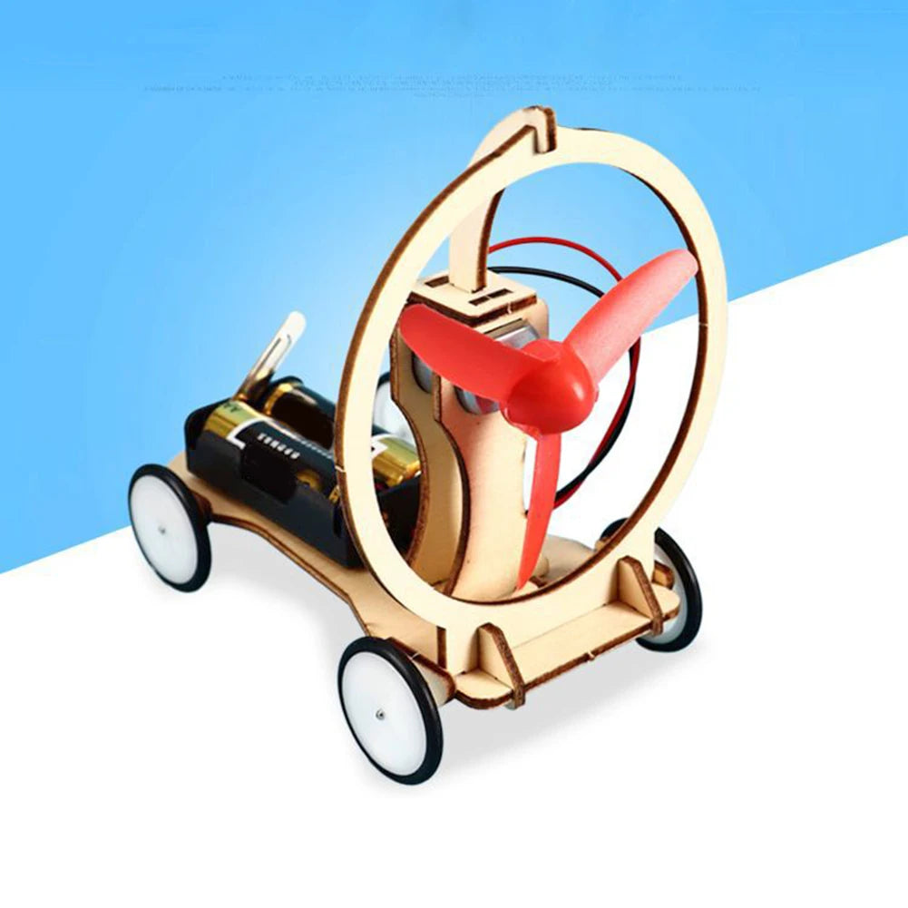 DIY Electric Wind Car Toys Kids Students Physical Science Experiments Learn Kit Interest Training Intelligence Development