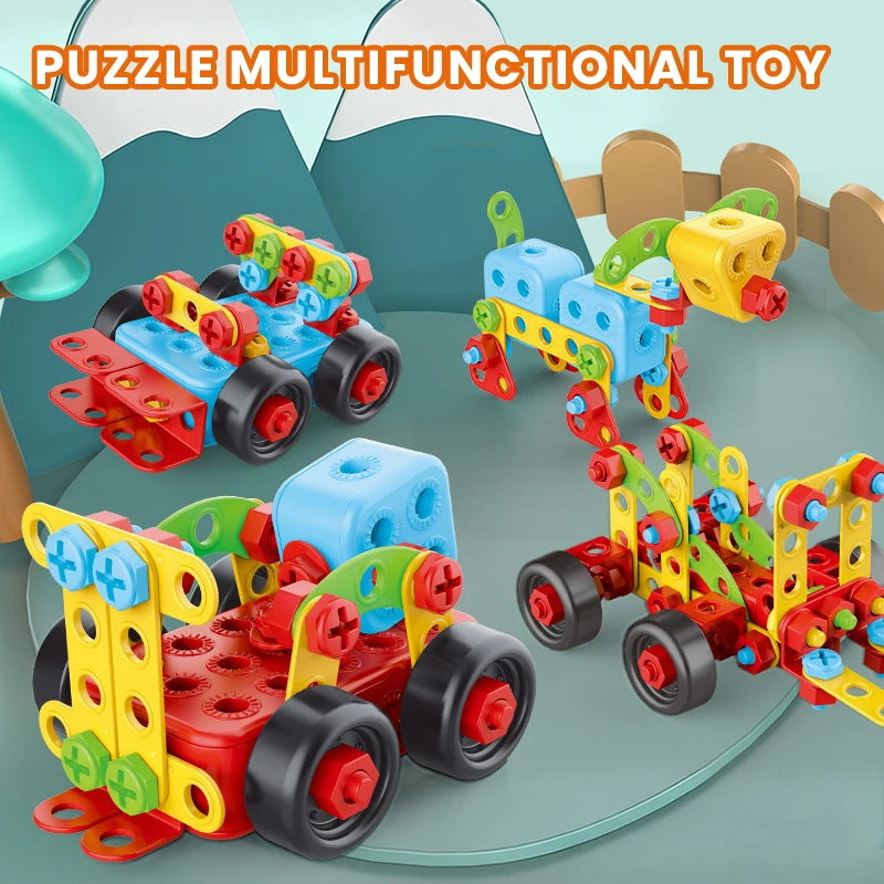 Children Toys Career Role Play Toys Toolbox Screw Electric Drill Building Block Disassembly Educational Toys Kids Work Tools Boy