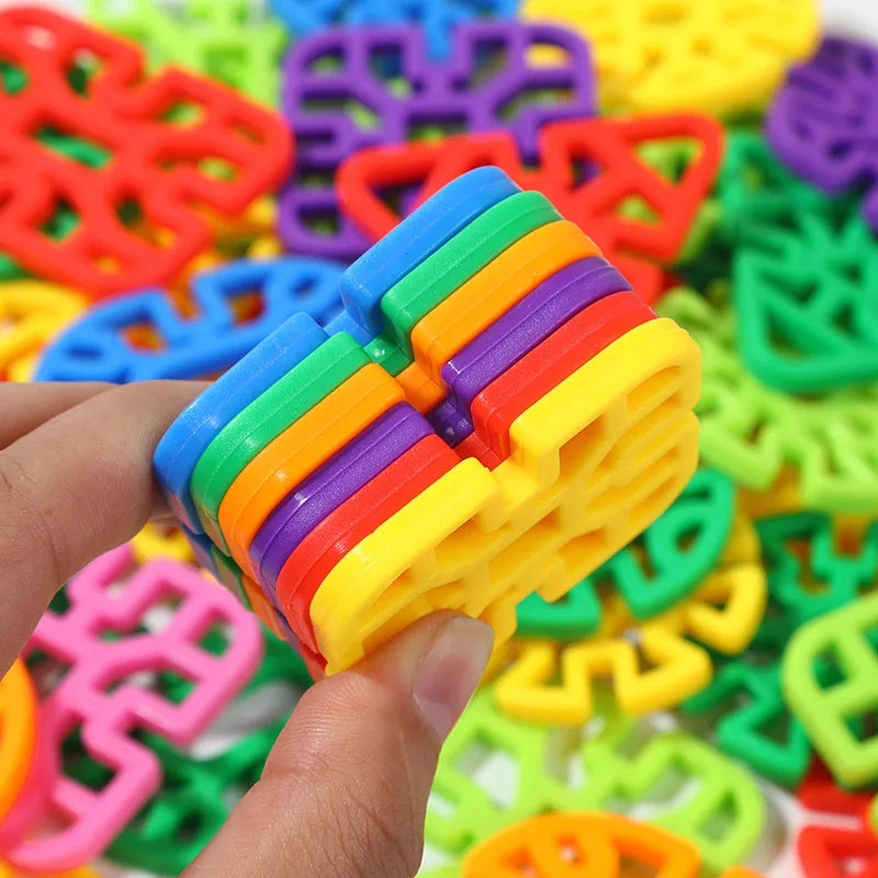 Montessori Geometric Shapes Interlocking Building Blocks for Kids Fun and Educational Gifts Creative Construction Toys