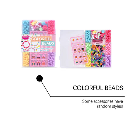 Colorful Kids DIY Bead Kit Bracelet Necklace Creative Art Birthday Toy Gift Girl Age 6+ Handmade Acrylic Multi‑shape Beading Set