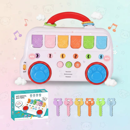 Montessori Early Education Toy, Key Matching Pop-Up Animal Bus, Sensory Development Educational Interactive Game