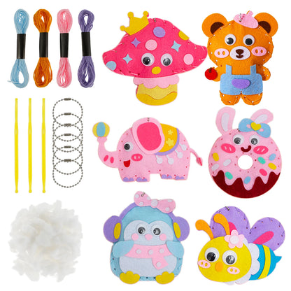 Kids Sewing Kit Woodland Animals Craft DIY Sewing Felt Plush Animals for Kids Beginners Educational Sewing Ornaments Art Toy Set