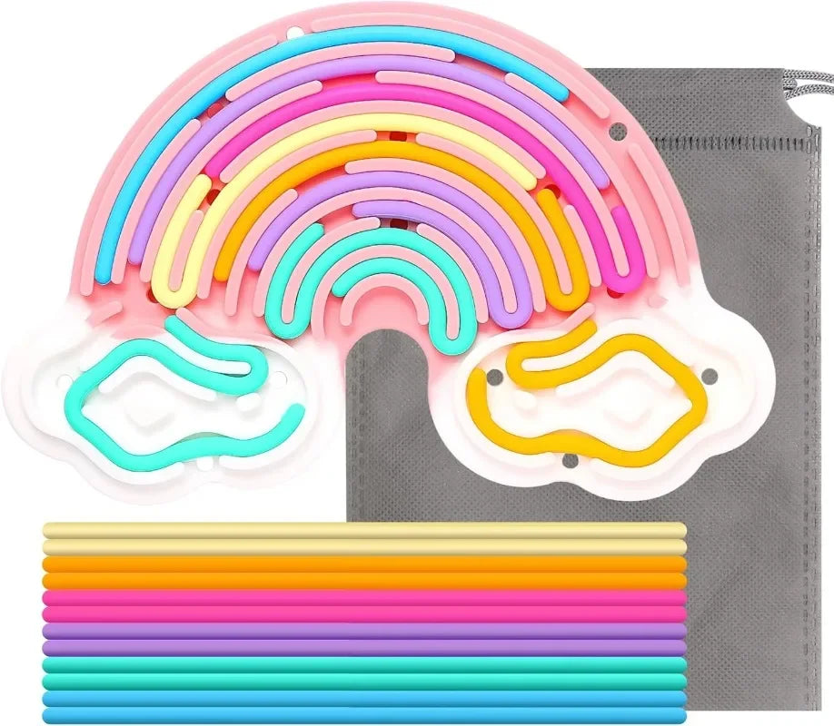 Sensory Activity Board Rainbow Silicone Fidget Toys for Calming Stress Anxiety ADHD Autism for Inspire Kid's 3+ Creative Talents