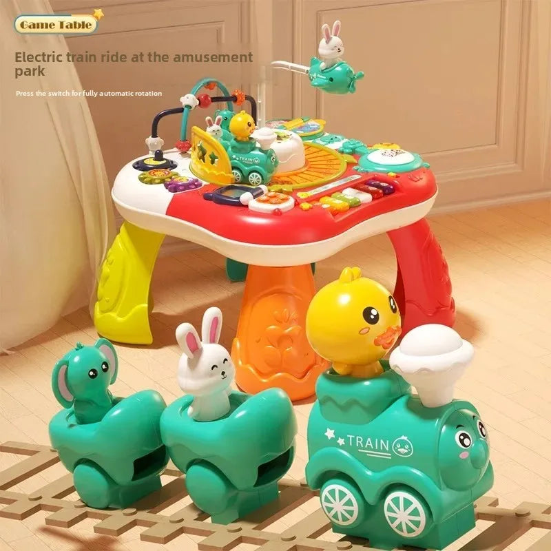 Montessori Activity Table for 6-36 Months 8-in-1 Sensory Learning Toy with Musical Keyboard Educational Play Center for Toddlers