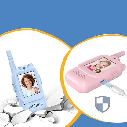 Video Walkie Talkies for Kids 2 Pack Rechargeable Intercom Walkie-talkie Cute 2 Inch Screen One-Click Call Child Video Intercom