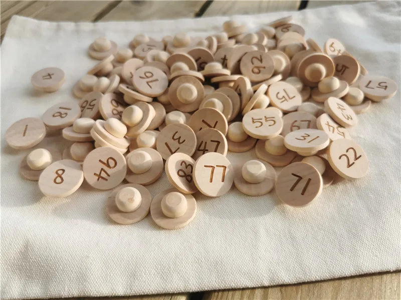 Montessori Sensory Wooden Toys Beech Caculate  Semi Tray One Hundred Board  with Felt Balls  ALphabets Numbers  Creative Play