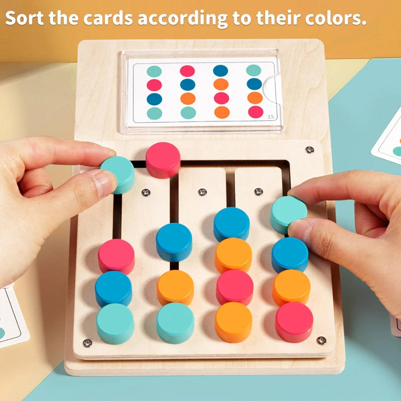Montessori Wooden Color Matching Logic Learning Toys Removable Color and Shape Puzzle Game Toys Early Educational Wooden Toys