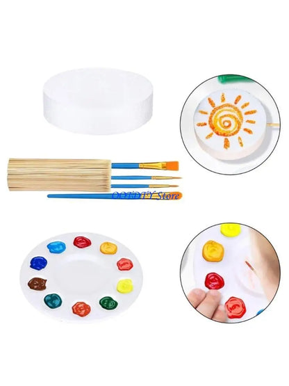 367A Educational Fun DIY Children Kids Art Painting Set Plastic Discs Craft Set to Develop Creativity and Fine Motor Skills