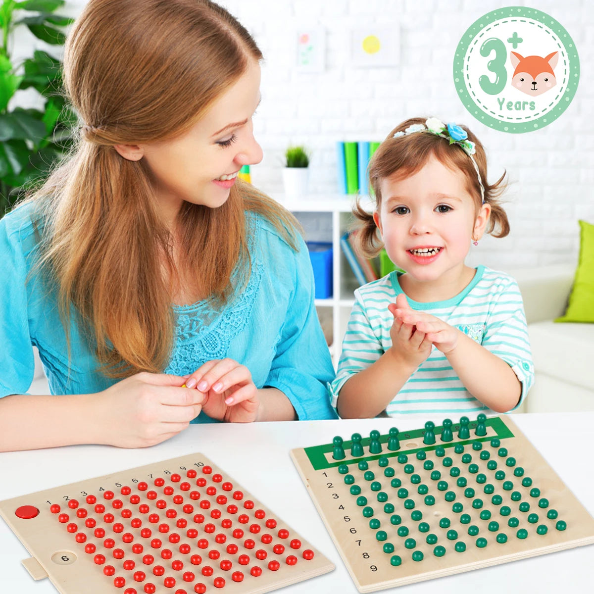 Montessori Math Board Game Multiplication and Division Board Wooden Math Teaching Aids for Homeschooling Classroom Activities