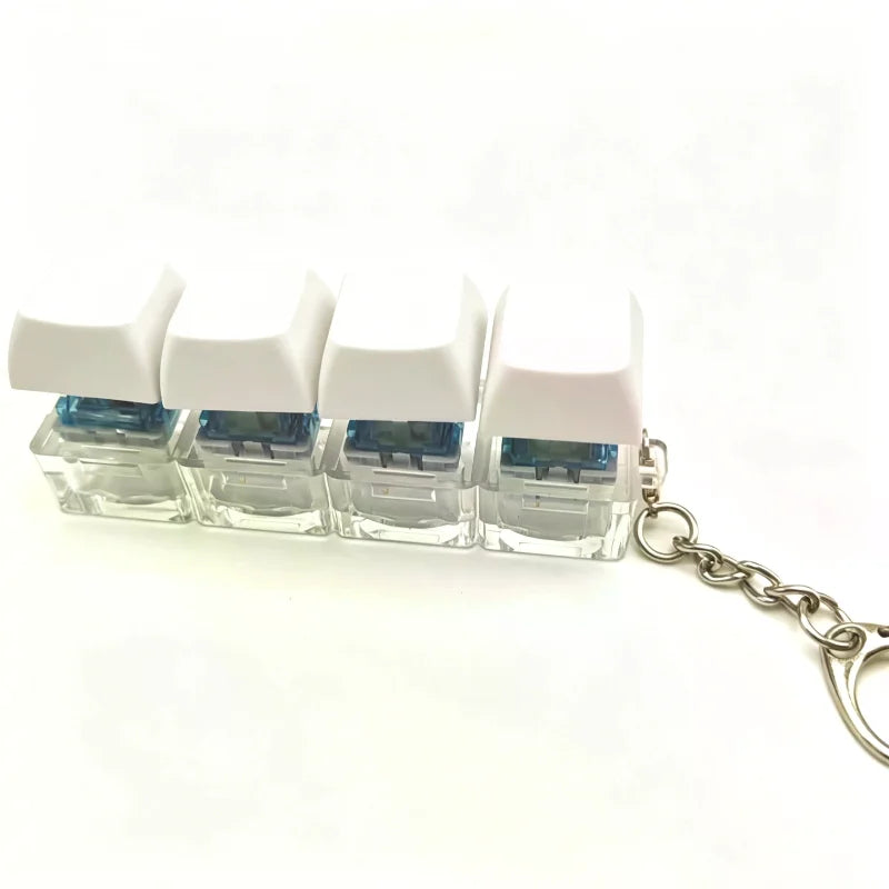 Creative 4 Keys Finger Keyboard Keychain DIY Button Keycap Clicker Fidget Toy Adult Stress Relief Decompression Toy