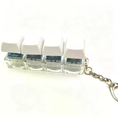 Creative 4 Keys Finger Keyboard Keychain DIY Button Keycap Clicker Fidget Toy Adult Stress Relief Decompression Toy