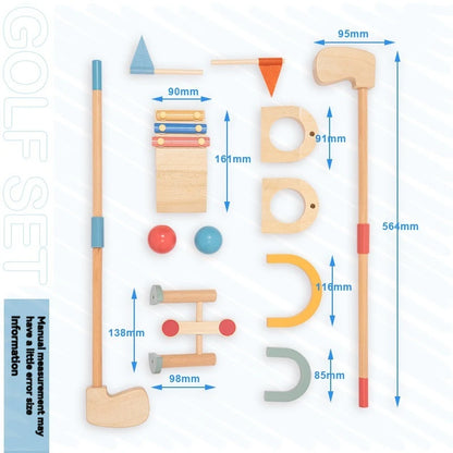 wooden Golf Toys Set for Kids Educational Golf Toys Kits for Toddlers Outdoor Lawn and Indoor Sports Toys for Toddlers  ﻿